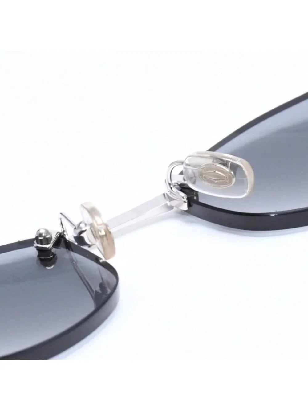 Cartier Rimless Oval Sunglasses 2C Motif Black Allie Silver Eyewear